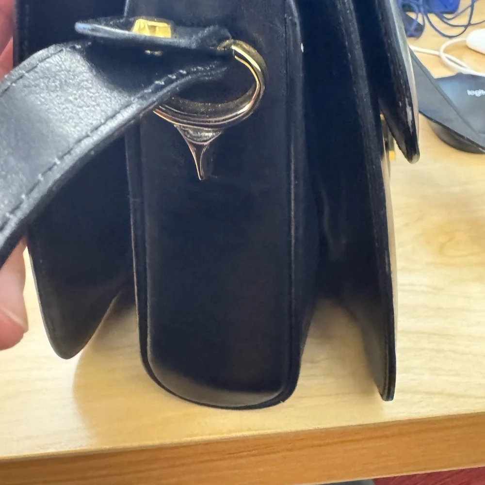 Celine Black and Gold Crossbody Bag with Ornate Clasp - Picture 6 of 12